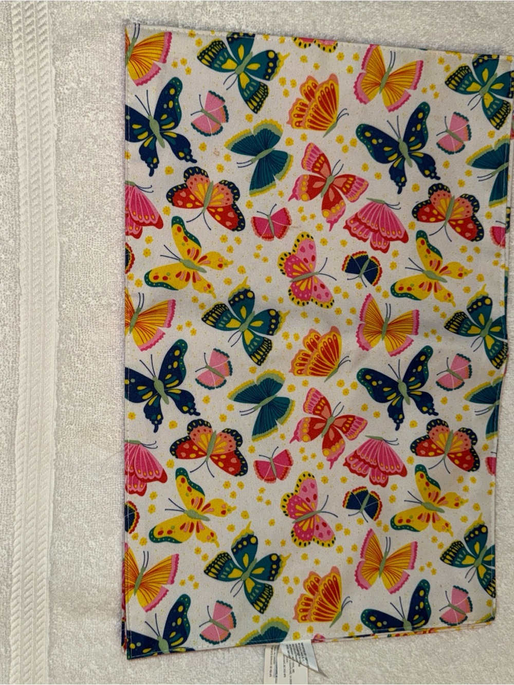 Colorful Butterfly Table Runner - White with Multicolor Butterflies